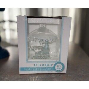 Light-up LED Glass Globe “It’s A Boy” Stork Special Delivery